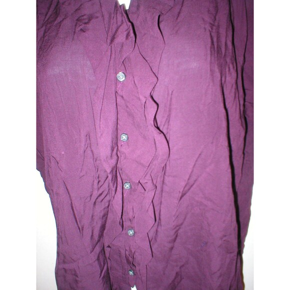 New Womens Express Top XS Dark Purple Small Nice Work School Blouse SS Viscose - Picture 4 of 10